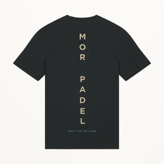 MOR Padel Mens Tee Black studio back view