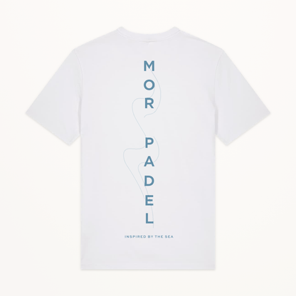 MOR Padel Mens Tee White studio back view